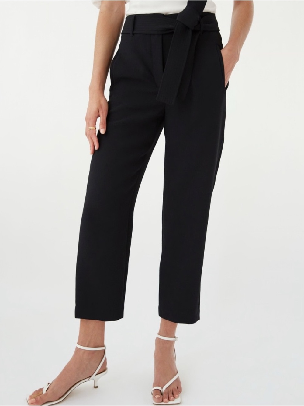 Wilfred Black High-Rise Tie-Waist Cropped Pants Sz 2